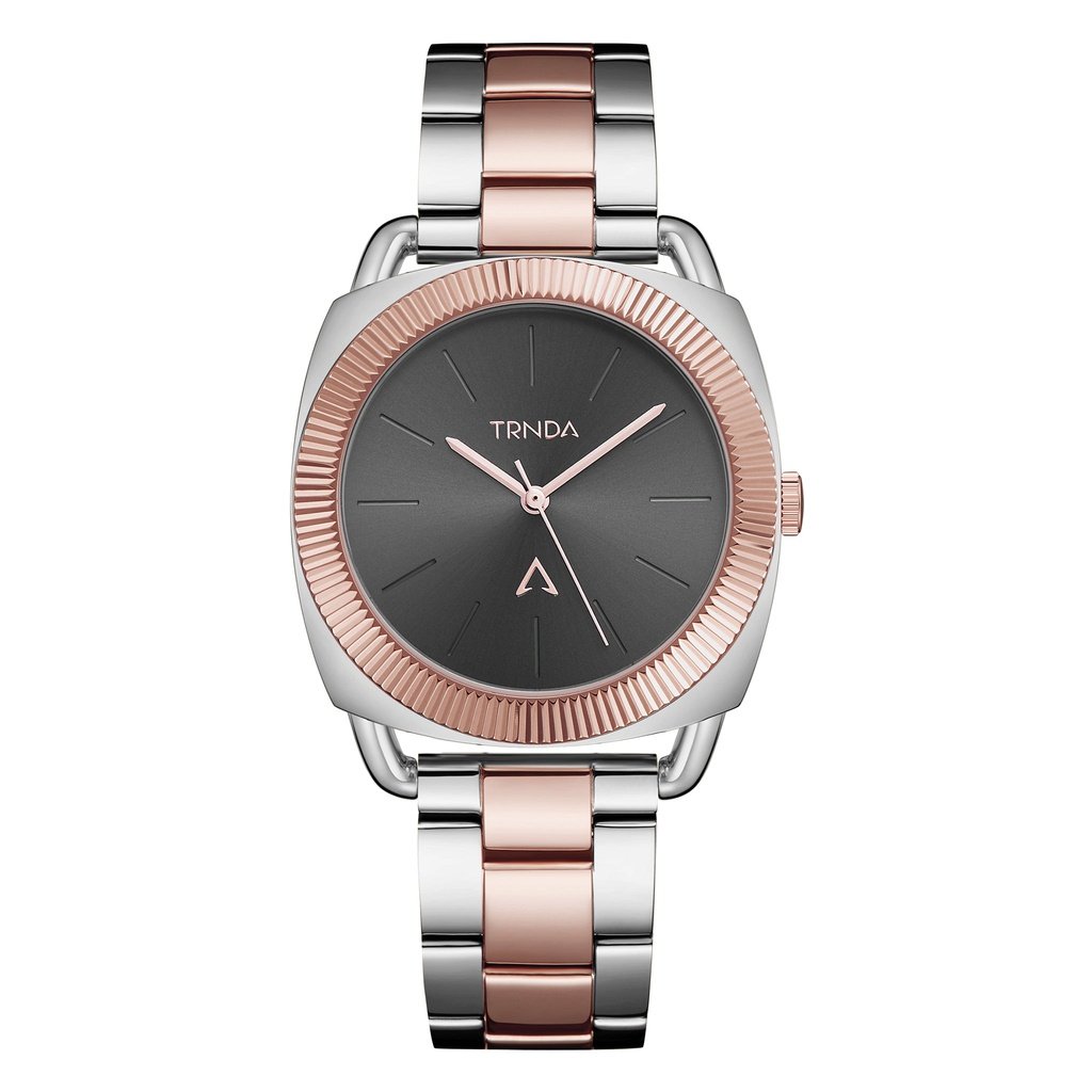 TRNDA Women's Watch with Silver Stainless Steel Case and Silver & Rose Gold Stainless Steel Band