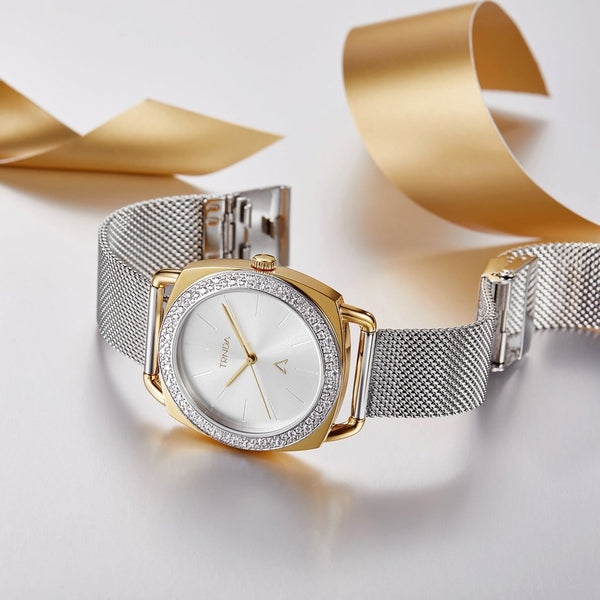 Trnda Women's Stainless Steel Gold Watch, Silver Dial | Trnda-W35.8 by i-watch