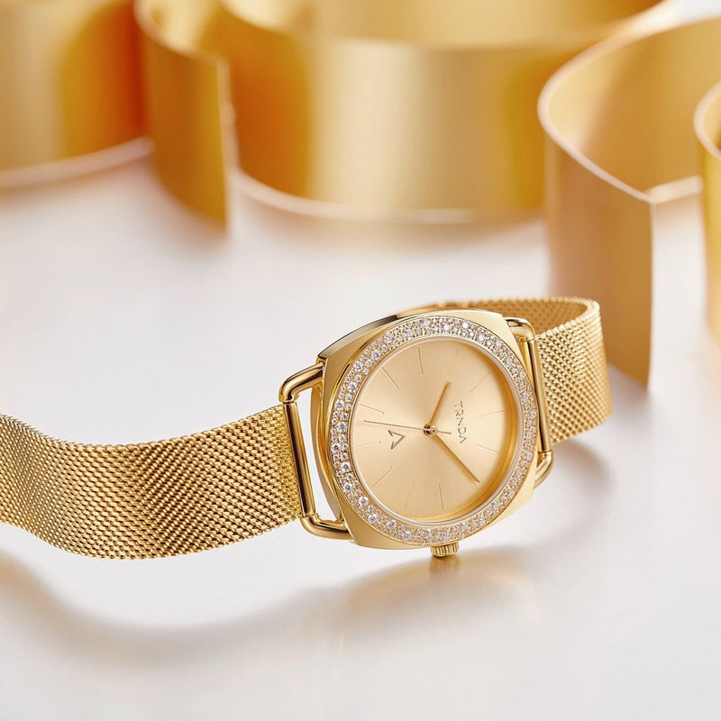 Trnda Women's Gold Stainless Steel Watch, Gold Dial | Trd-1234 by i-watch