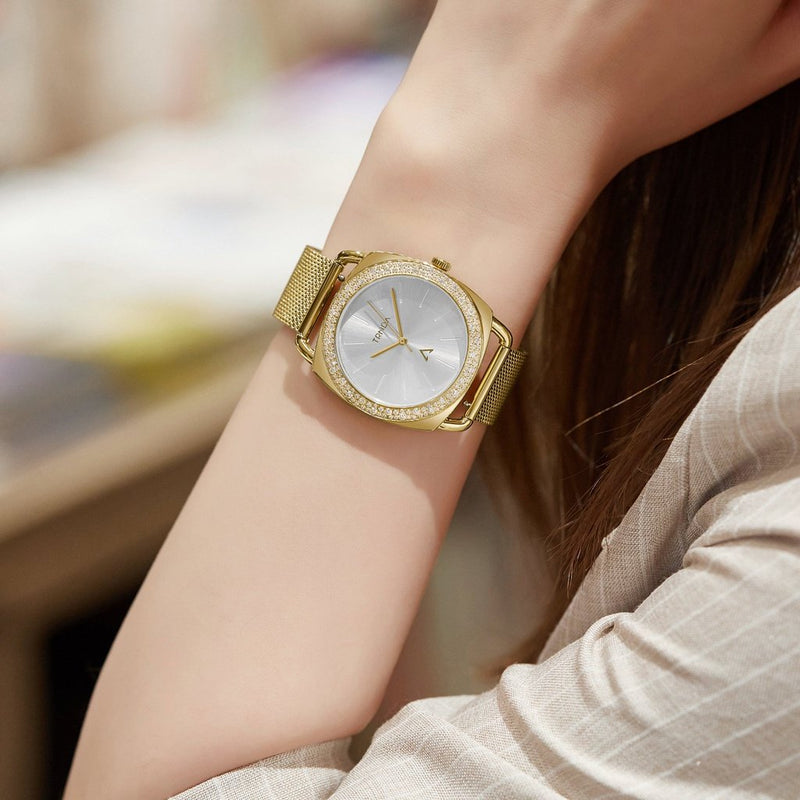 Trnda Women's Gold Stainless Steel Watch, Silver Dial | Trn-W35g by i-watch