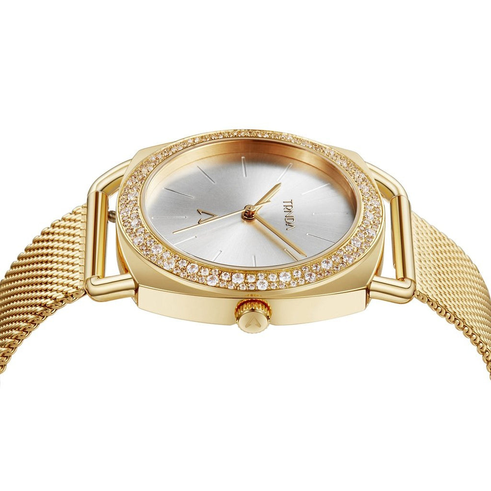 Trnda Women's Gold Stainless Steel Watch, Silver Dial | Trn-W35g by i-watch