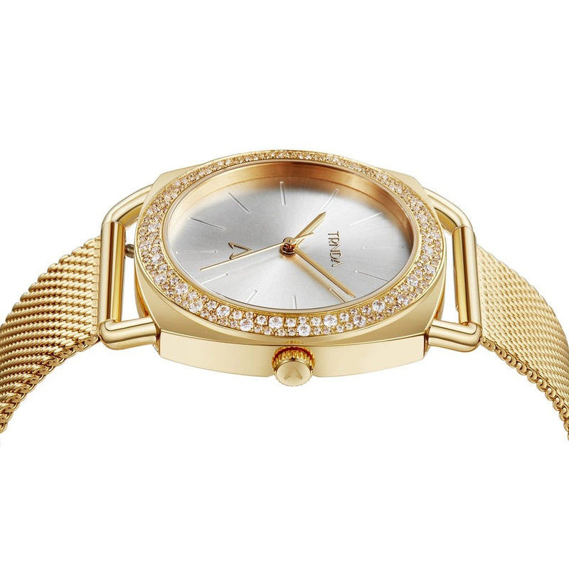 Trnda Women's Gold Stainless Steel Watch, Silver Dial | Trn-W35g by i-watch