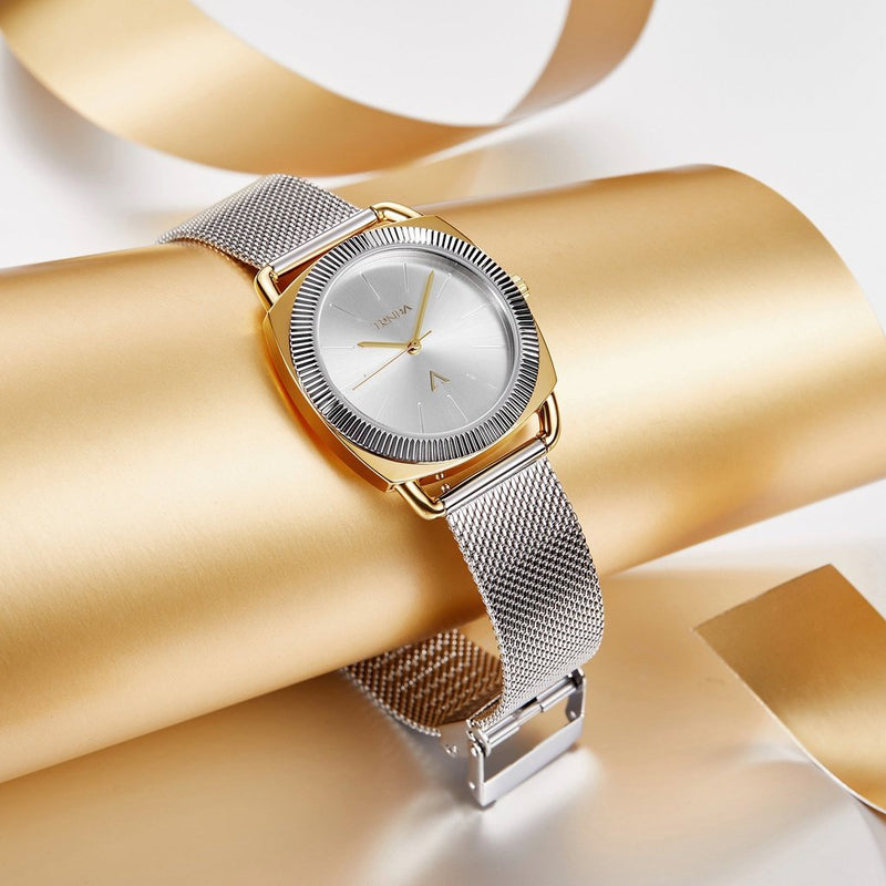 Trnda Women's Gold Stainless Steel Watch, Silver Dial | Trn-35.8-Sm by i-watch