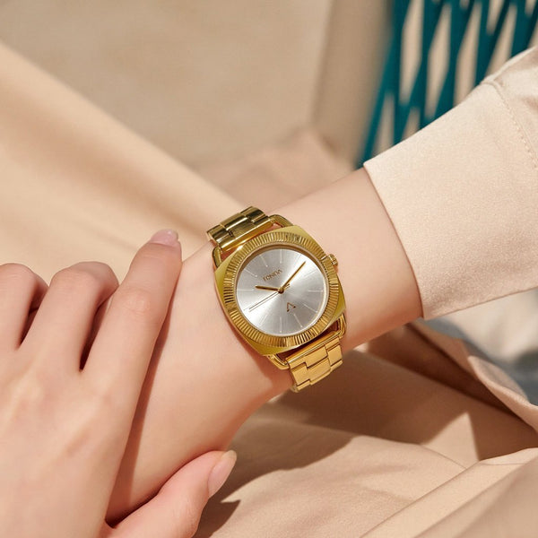 Trnda Women's Gold Stainless Steel Watch, Silver Dial | Trn-1234 by i-watch