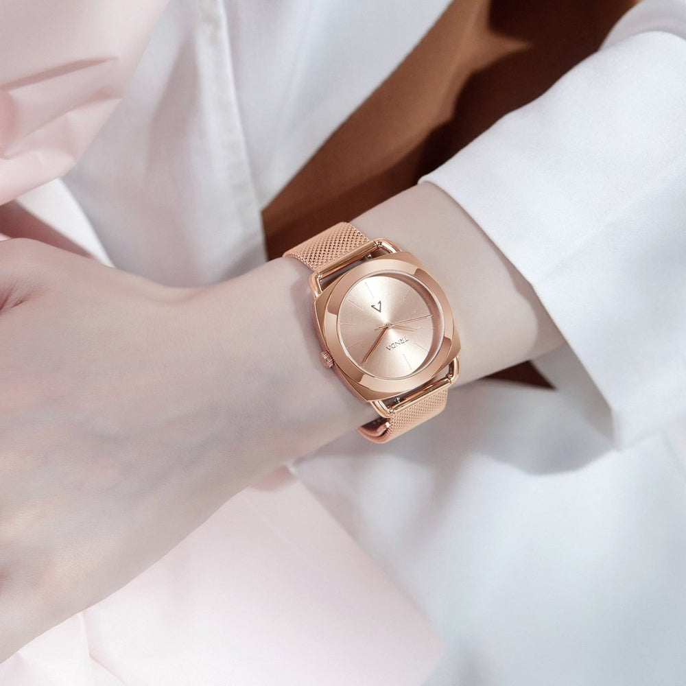 Trnda Women's Rose Gold Stainless Steel Watch, Mesh Band | Trnda-12345 by i-watch