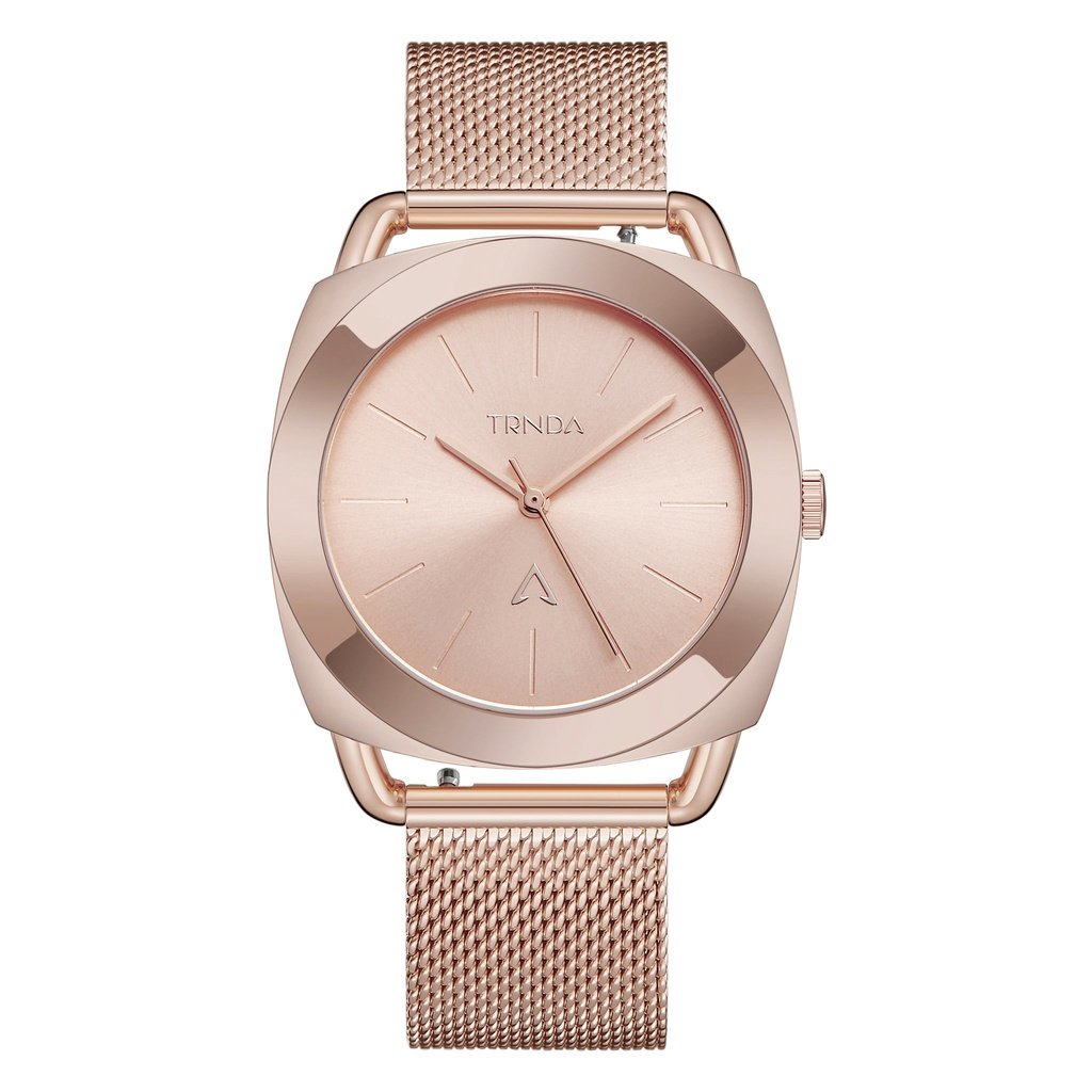 Trnda Women's Rose Gold Stainless Steel Watch, Mesh Band | Trnda-12345 by i-watch