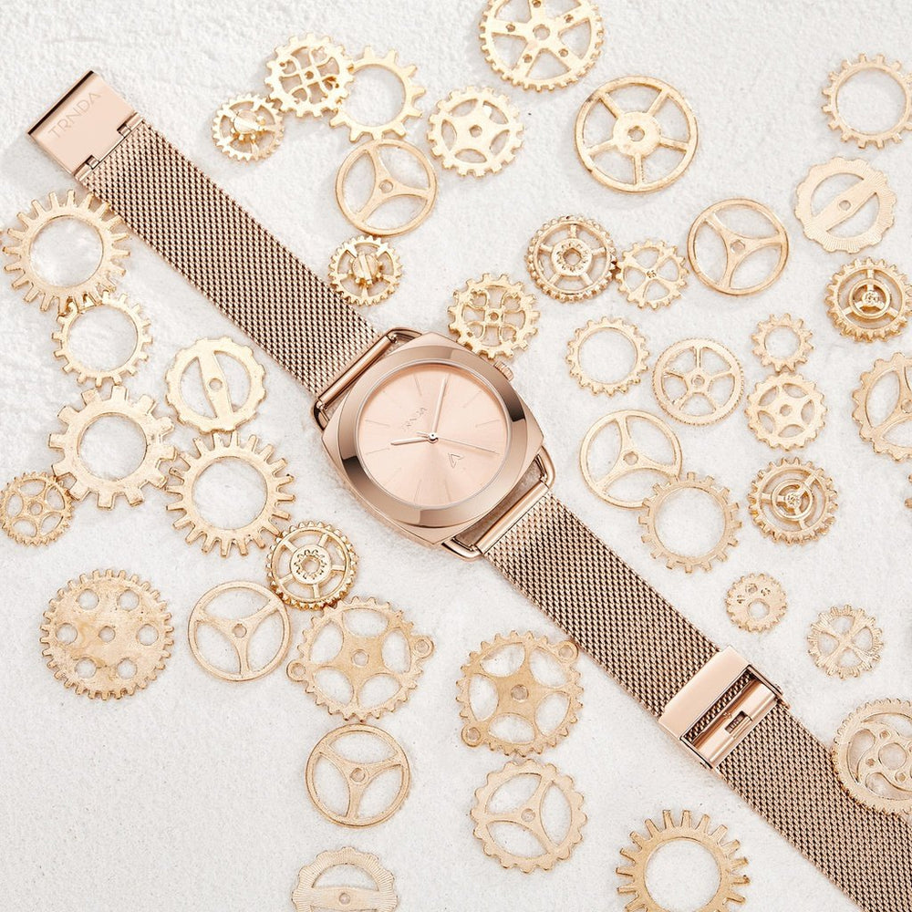 Trnda Women's Rose Gold Stainless Steel Watch, Mesh Band | Trnda-12345 by i-watch