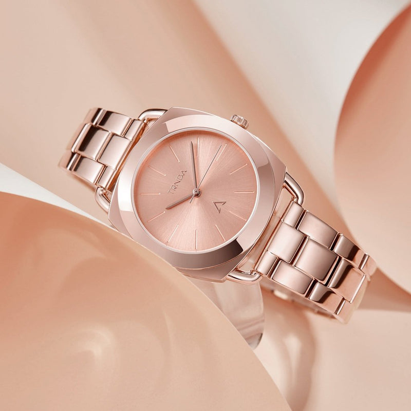 Trnda Women's Rose Gold Stainless Steel Watch, Round Dial | Trnda-001 by i-watch