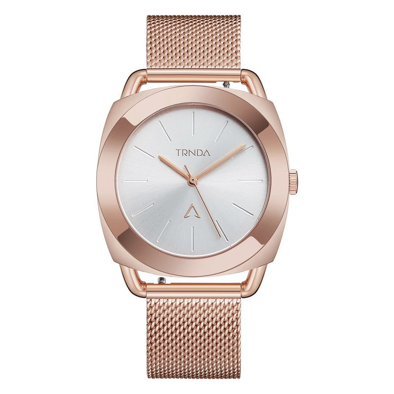 Trnda Women's Rose Gold Stainless Steel Watch, Silver Dial | Trnda-001 by i-watch