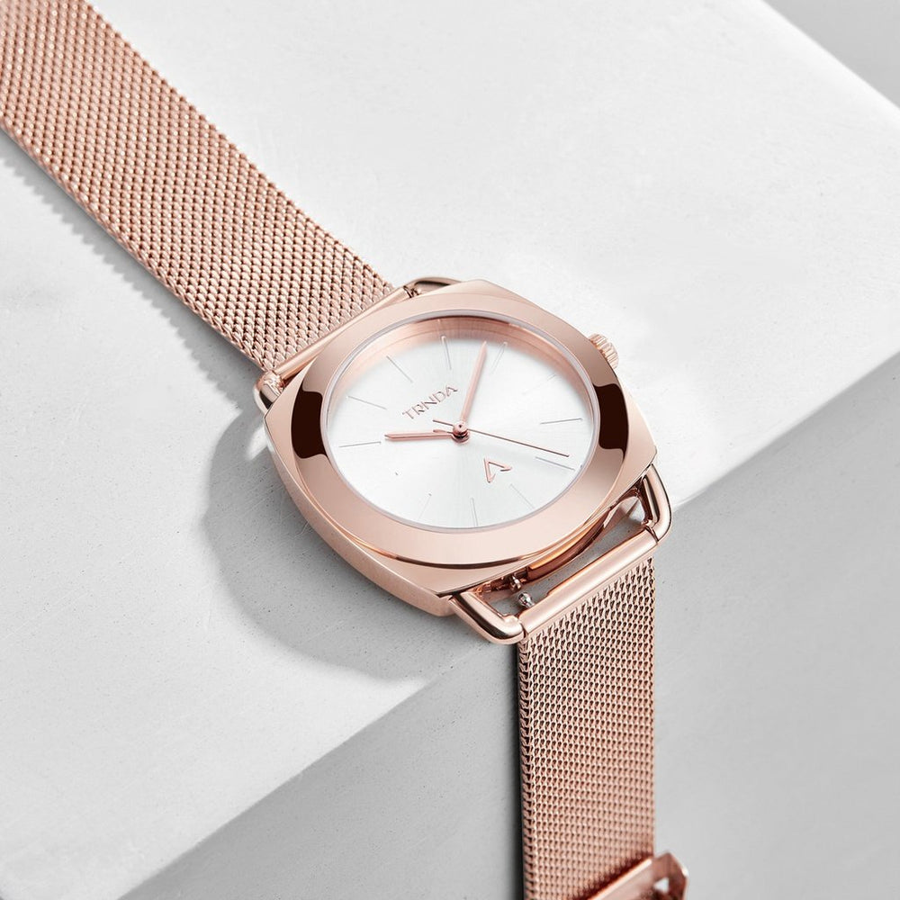 Trnda Women's Rose Gold Stainless Steel Watch, Silver Dial | Trnda-001 by i-watch