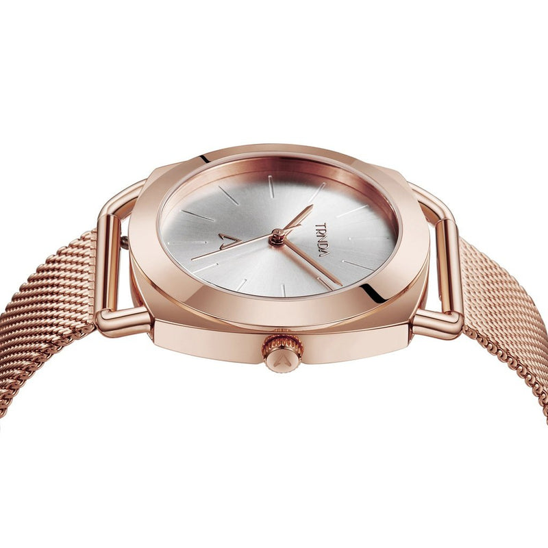 Trnda Women's Rose Gold Stainless Steel Watch, Silver Dial | Trnda-001 by i-watch