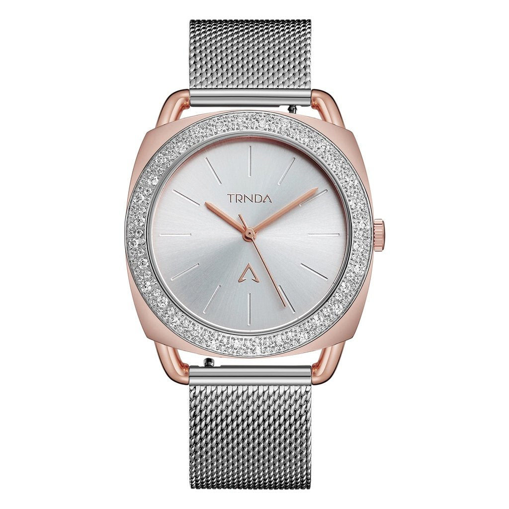 Trnda Women's Rose Gold Stainless Steel Watch, Silver Dial | Trnda-001 by i-watch