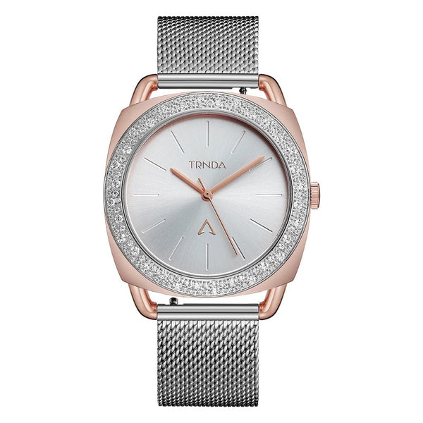 Trnda Women's Rose Gold Stainless Steel Watch, Silver Dial | Trnda-001 by i-watch