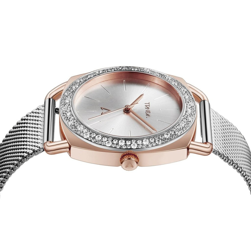 Trnda Women's Rose Gold Stainless Steel Watch, Silver Dial | Trnda-001 by i-watch