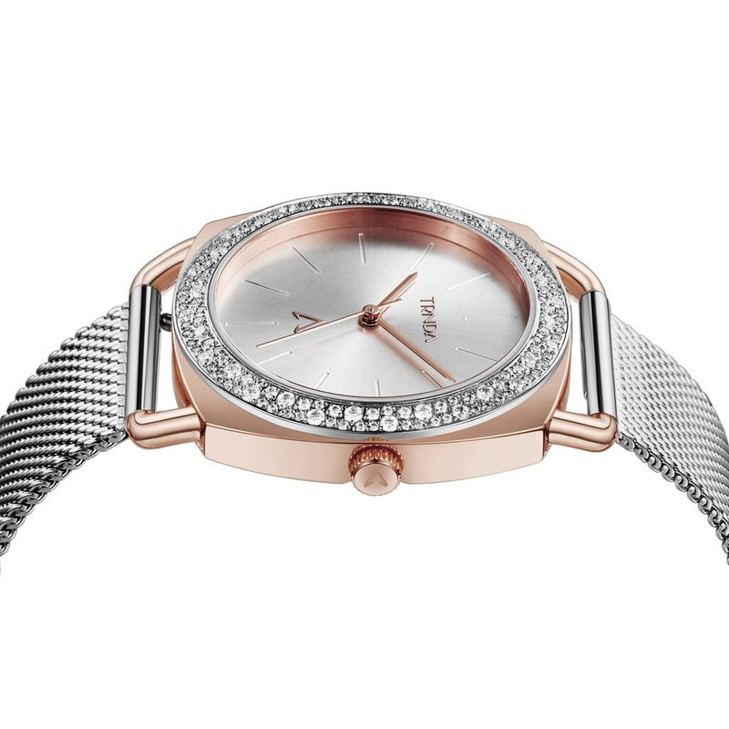 Trnda Women's Rose Gold Stainless Steel Watch, Silver Dial | Trnda-001 by i-watch