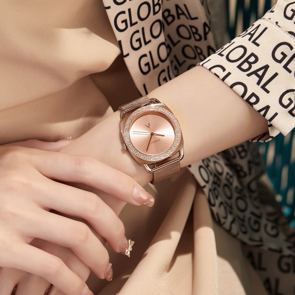 Trnda Women's Rose Gold Stainless Steel Watch, Mesh Band | Trn-358 by i-watch