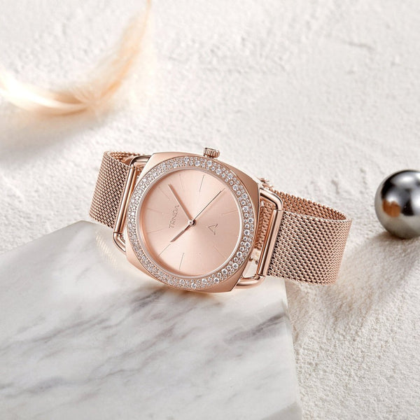 Trnda Women's Rose Gold Stainless Steel Watch, Mesh Band | Trn-358 by i-watch