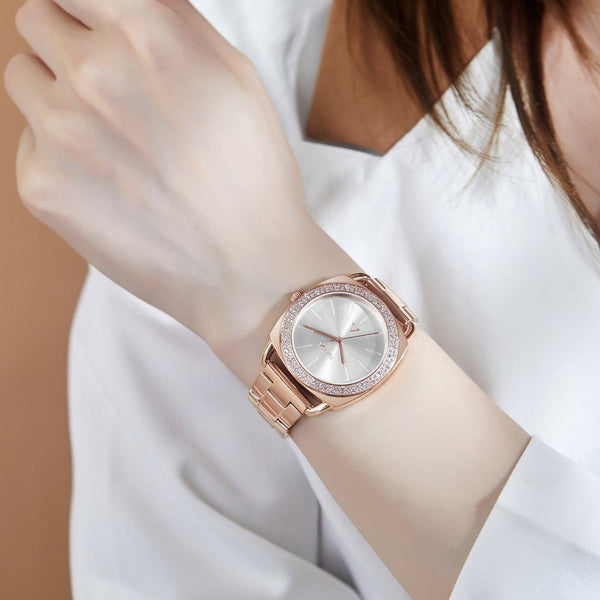 Trnda Women's Rose Gold Stainless Steel Watch, Silver Dial | Trnda-001 by i-watch