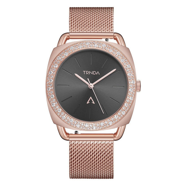 Trnda Women's Rose Gold Stainless Steel Watch, Black Dial | Trn-35.8-Rg by i-watch