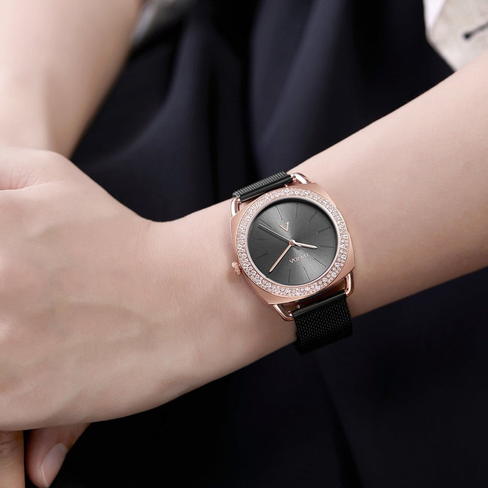 Trnda Women's Rose Gold Watch, Black Dial | Trnda-Rg35.8 by i-watch
