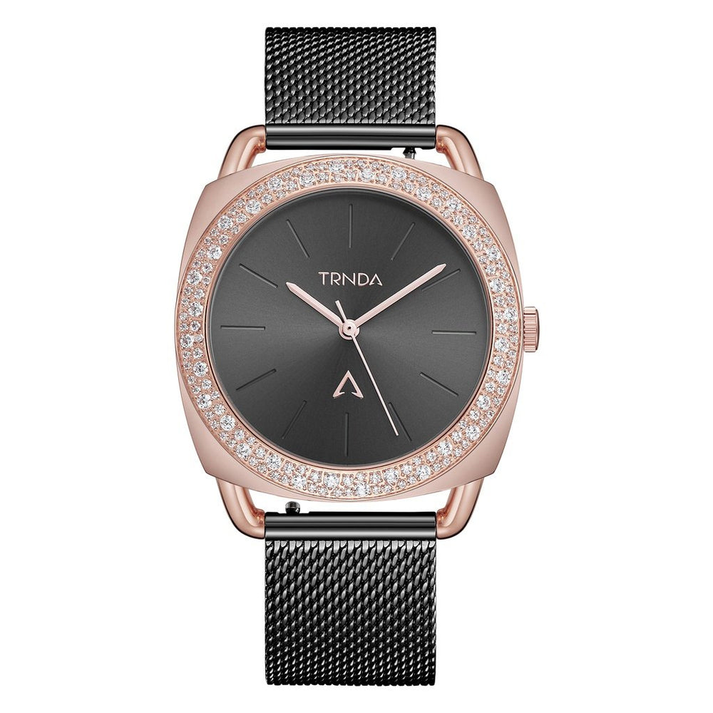 Trnda Women's Rose Gold Watch, Black Dial | Trnda-Rg35.8 by i-watch