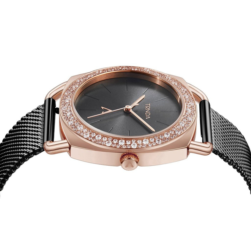Trnda Women's Rose Gold Watch, Black Dial | Trnda-Rg35.8 by i-watch