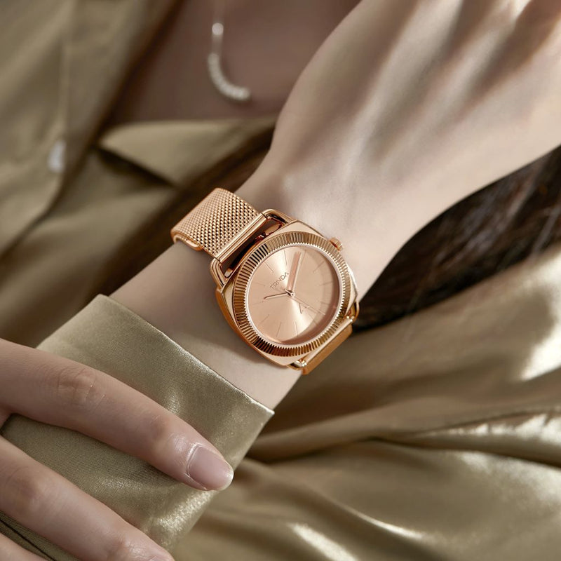 Trnda Women's Rose Gold Stainless Steel Watch, Unique Dial | Trn-Rg35.8 by i-watch