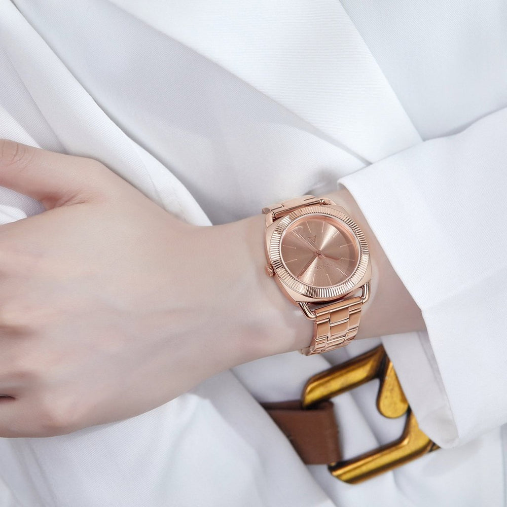 Trnda Women's Rose Gold Stainless Steel Watch, Round Dial | Trnda-001 by i-watch