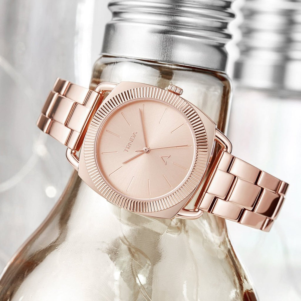 Trnda Women's Rose Gold Stainless Steel Watch, Round Dial | Trnda-001 by i-watch