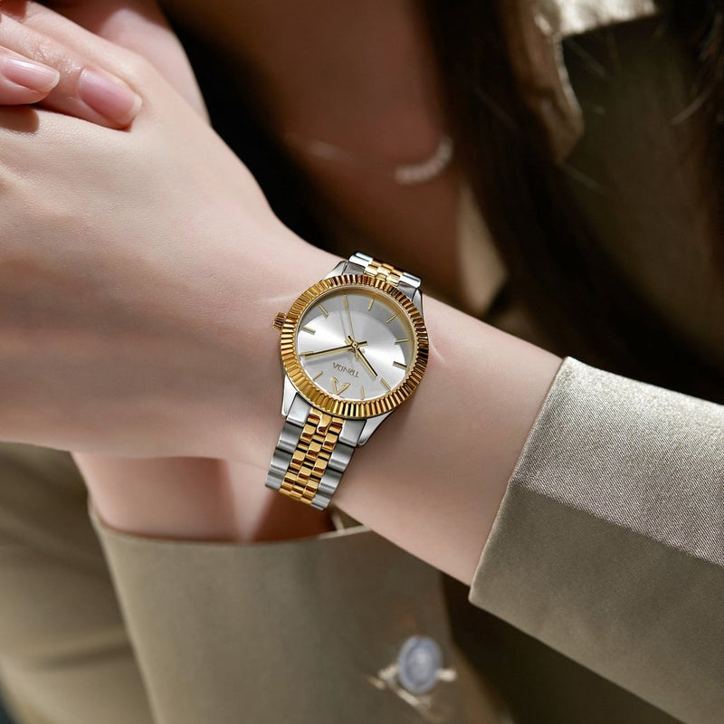 Exquisite two-tone gold TRNDA women's watch with a timeless design
