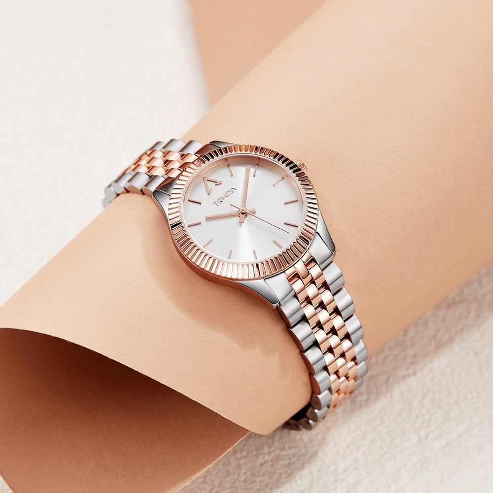 Trnda Women's Stainless Steel Watch, Silver & Rose Gold | Trnda32mm by i-watch