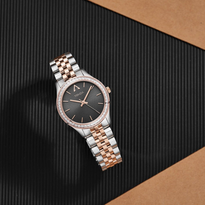 Trnda Women's Stainless Steel Watch, Gray Dial & Rose Gold | Tr32mm by i-watch