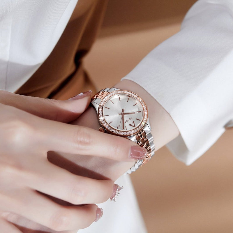 Trnda Women's Stainless Steel Watch, Silver & Rose Gold | Trnda-32mm by i-watch