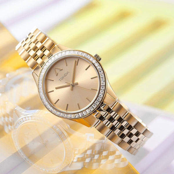 Trnda Women's Gold Stainless Steel Watch, Gold Dial | Trn-W32g by i-watch