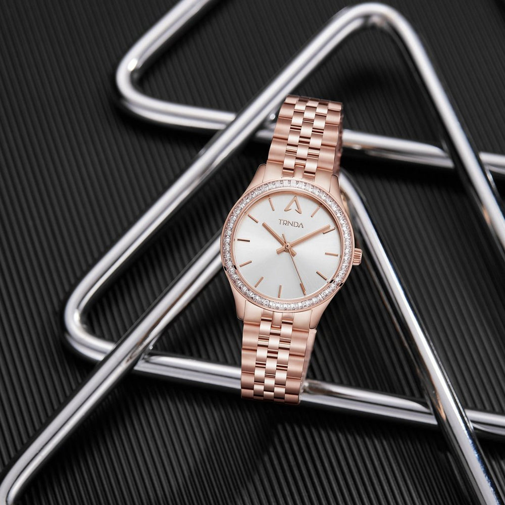 Trnda Women's Rose Gold Stainless Steel Watch, Silver Dial | Trnda-32mm by i-watch