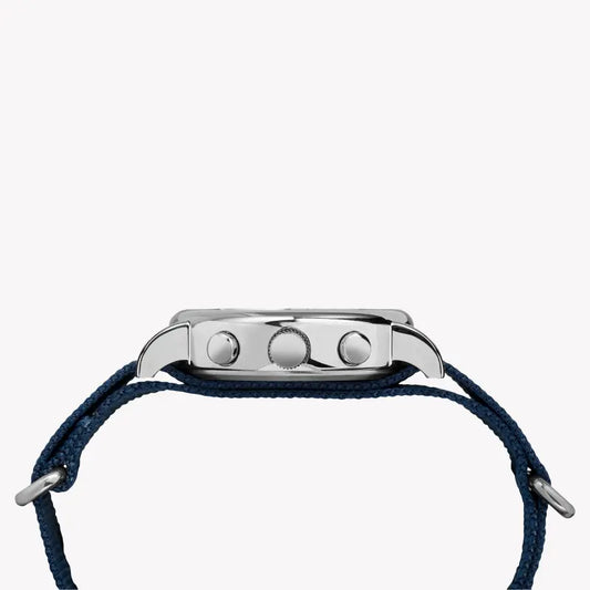 Timex Weekender Classic Tw2p71300 - Men's Blue Fabric & Brass Chronograph Watch With Indiglo Night-Light