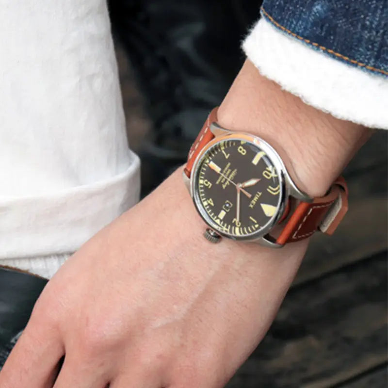 Timex Unisex Brown Leather Watch, Black Dial | Tw2p84000 by i-watch