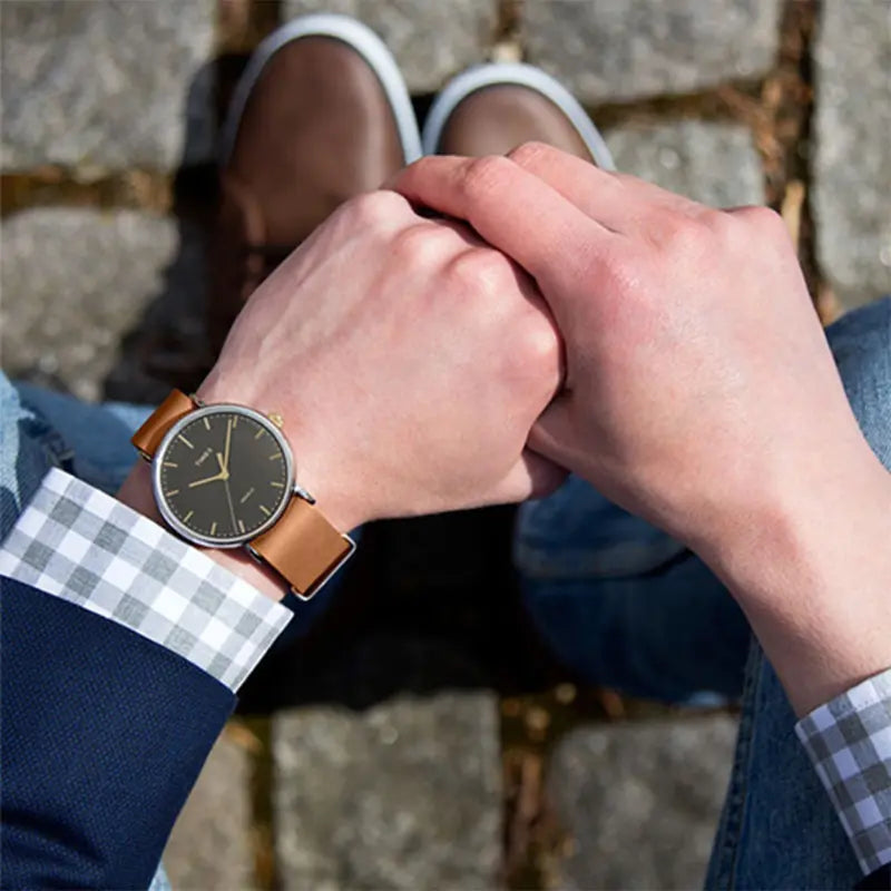 Timex Men's Brass Watch, Black Dial, Brown Leather Strap | Tw2p97900 by i-watch