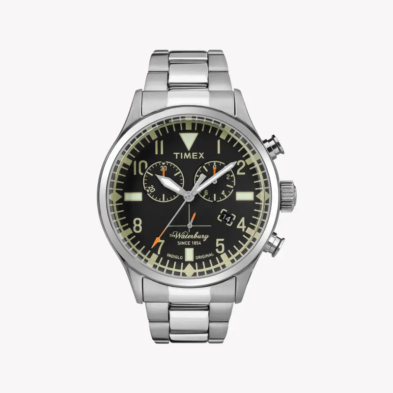 Timex Men's Silver Stainless Steel Watch, Black Dial | Tw2r24900 by i-watch