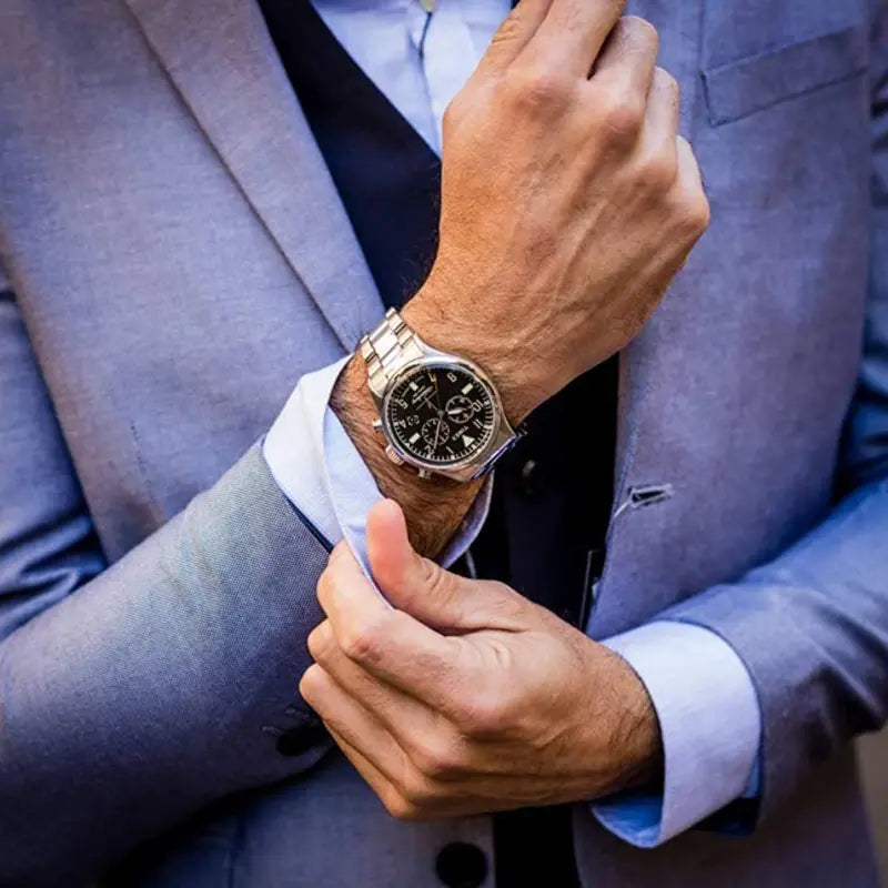 Timex Men's Silver Stainless Steel Watch, Black Dial | Tw2r24900 by i-watch