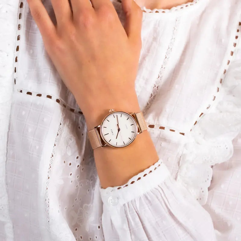 Timex Women's Rose Gold Watch, Off White Dial | Tw2r26400