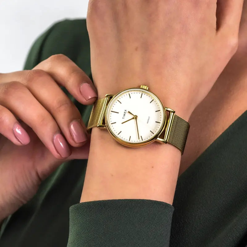 Timex Women's Gold Stainless Steel Watch, Off White Dial | Tw2r26500 by i-watch