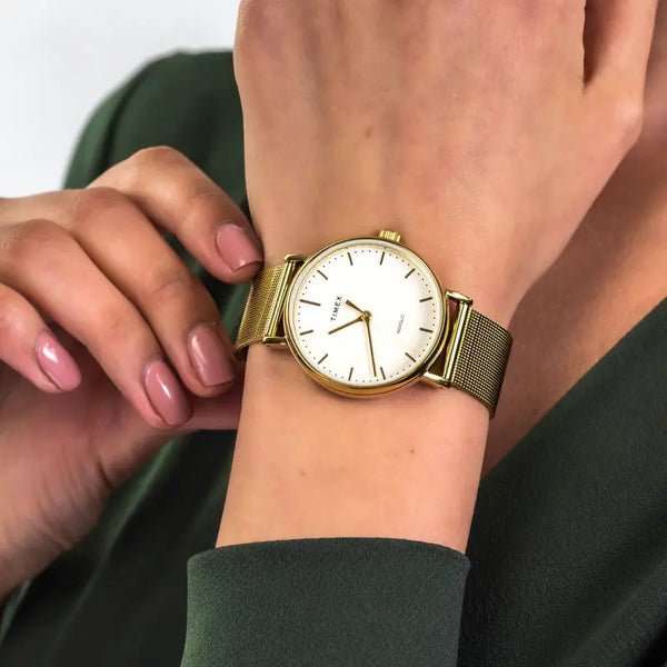 Timex Women's Gold Stainless Steel Watch, Off White Dial | Tw2r26500 by i-watch