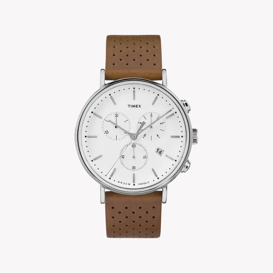 Timex Men's Brass Watch, Tan Leather, White Dial | Tw2r26700