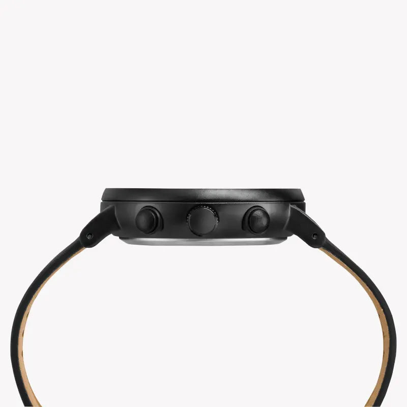 Timex Men's Black Leather Watch, Black Dial | Tw2r26800