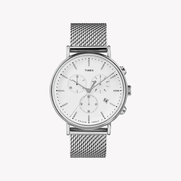 Timex Men's Silver Stainless Steel Watch, White Dial | Tw2r27100 by i-watch