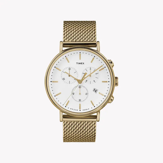 Timex Men's Gold Stainless Steel Watch, White Dial | Tw2r27200