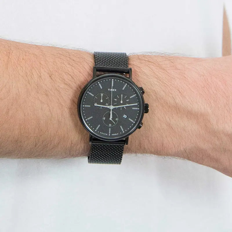 Timex Men's Black Stainless Steel Watch, Black Dial | Tw2r27300