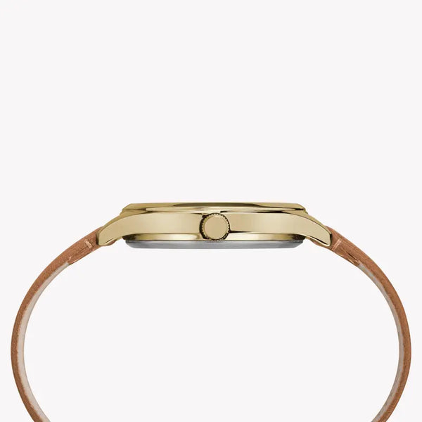 Timex Women's Brown Leather Watch, Silver Dial | Tw2r27900