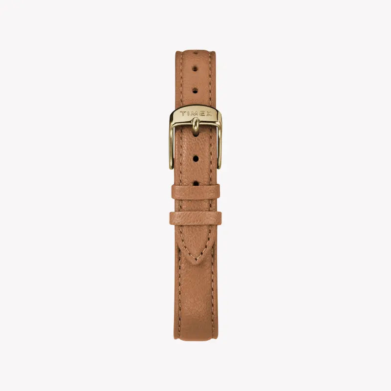 Montre pour femme TIMEX avec boîtier en laiton doré et bracelet en cuir marron